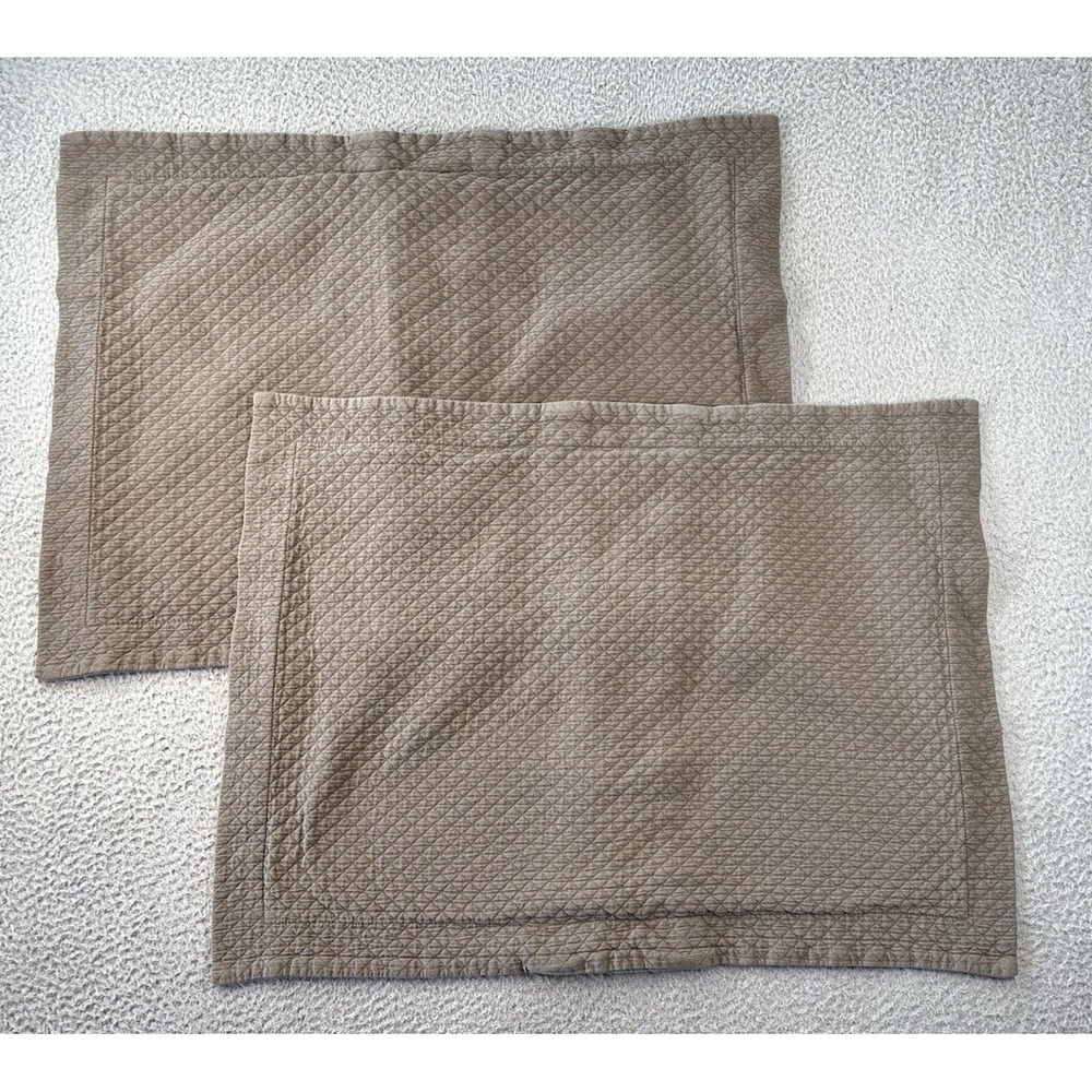 Restoration Hardware Diamond Matelasse Shams Standard Brown Heavyweight Quilted